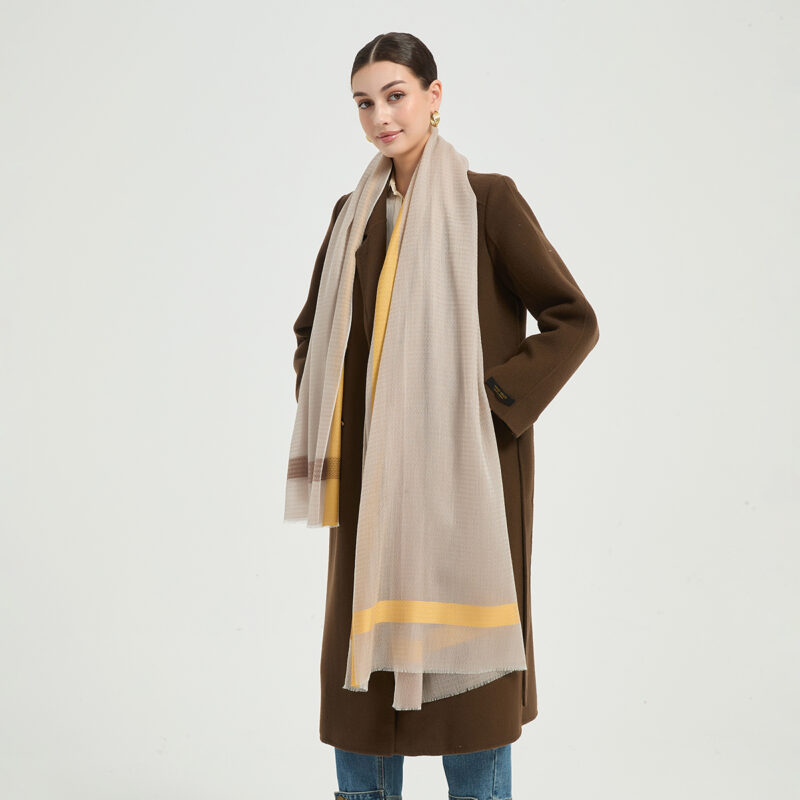 Melina Featherlight Cashmere Scarf Wrap - Almond - Image 3