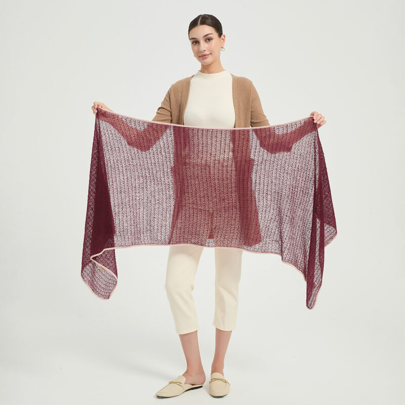 Sciarpa in cashmere Vella Airweave - Borgogna - immagine 2