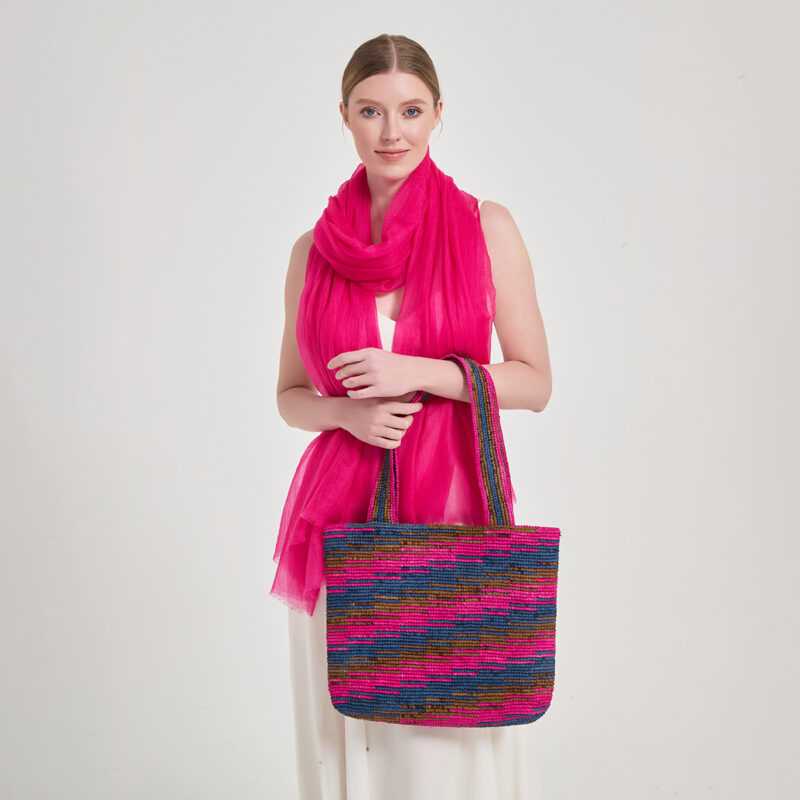 Jayla Raffia Tote - Heißes Rosa – Bild 3
