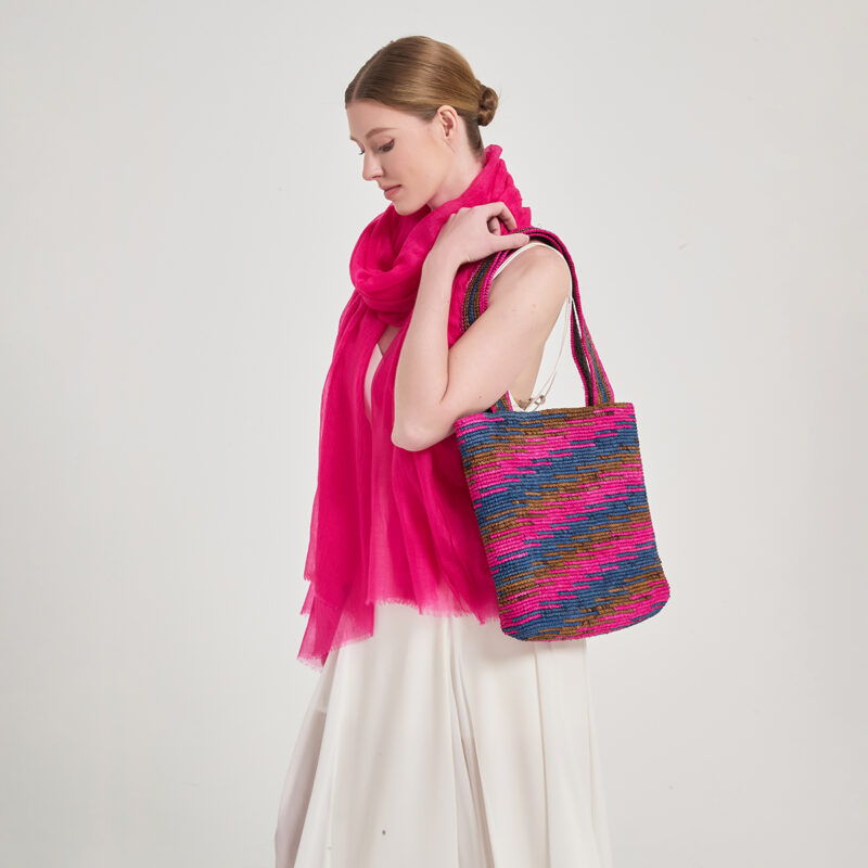 Jayla Raffia Tote - Heißes Rosa – Bild 2