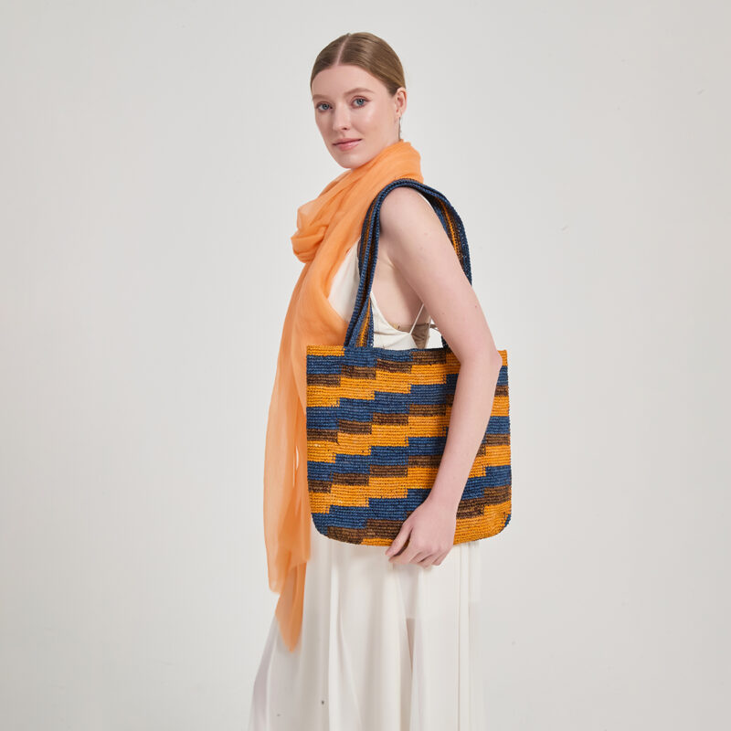 Fourre-tout en raphia Jayla - Jaune – Image 3