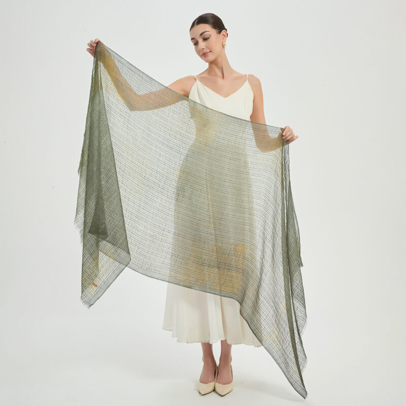 Gianna Featherlight Cashmere Scarf Wrap - Green - Image 2