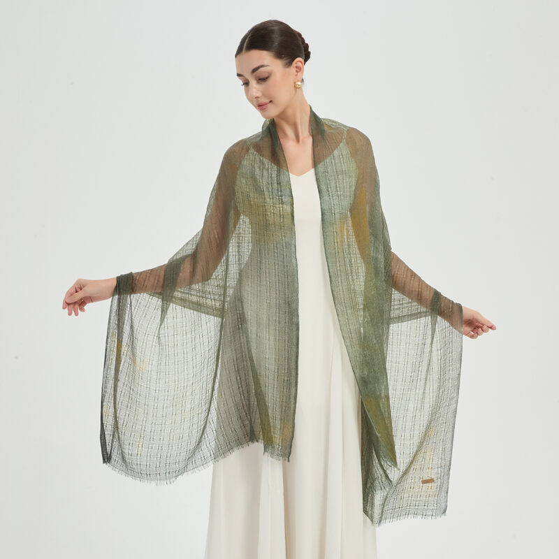 Gianna Featherlight Cashmere Scarf Wrap - Green - Image 3