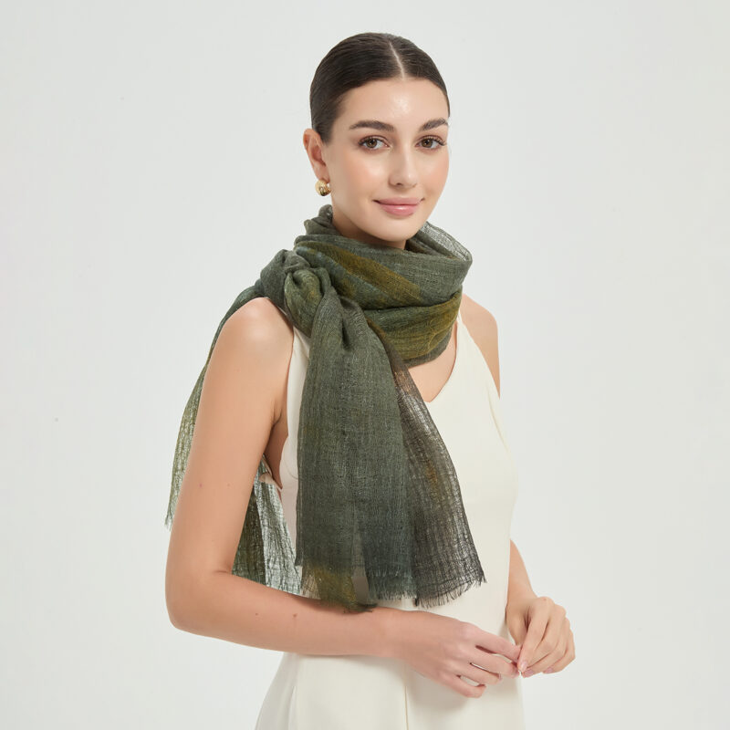 Gianna Featherlight Cashmere Scarf Wrap - Green - Image 4