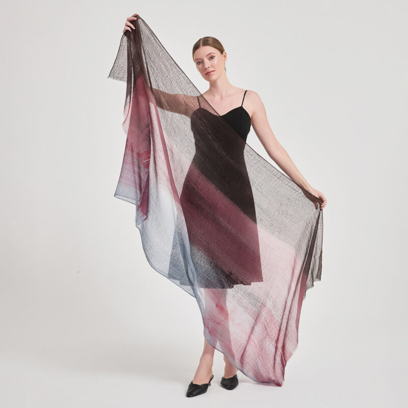 Alaya Featherlight Cashmere Scarf Wrap - Pale Red - Image 2