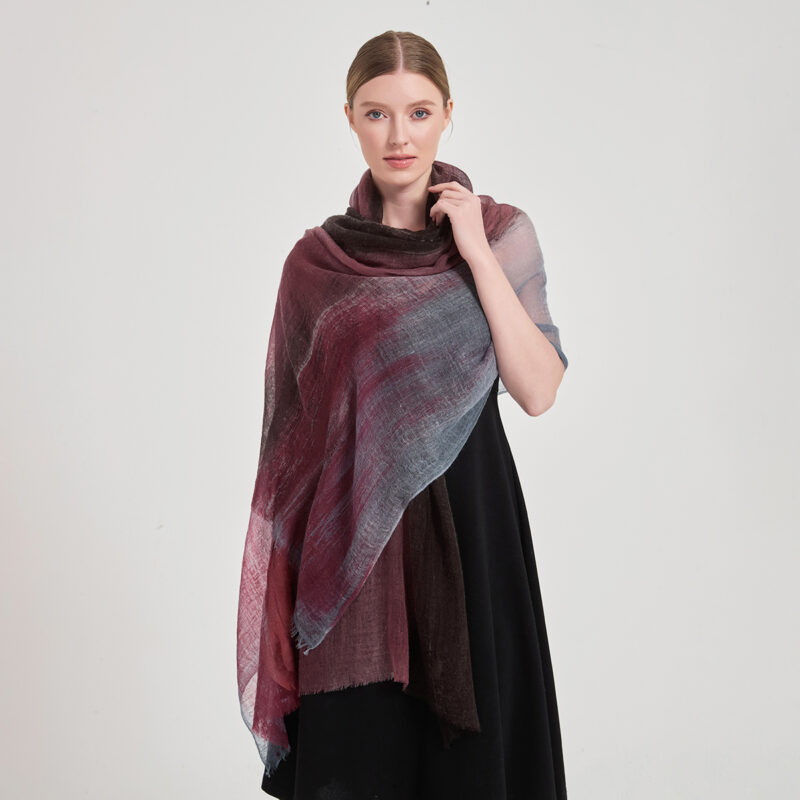 Alaya Featherlight Cashmere Scarf Wrap - Pale Red - Image 3