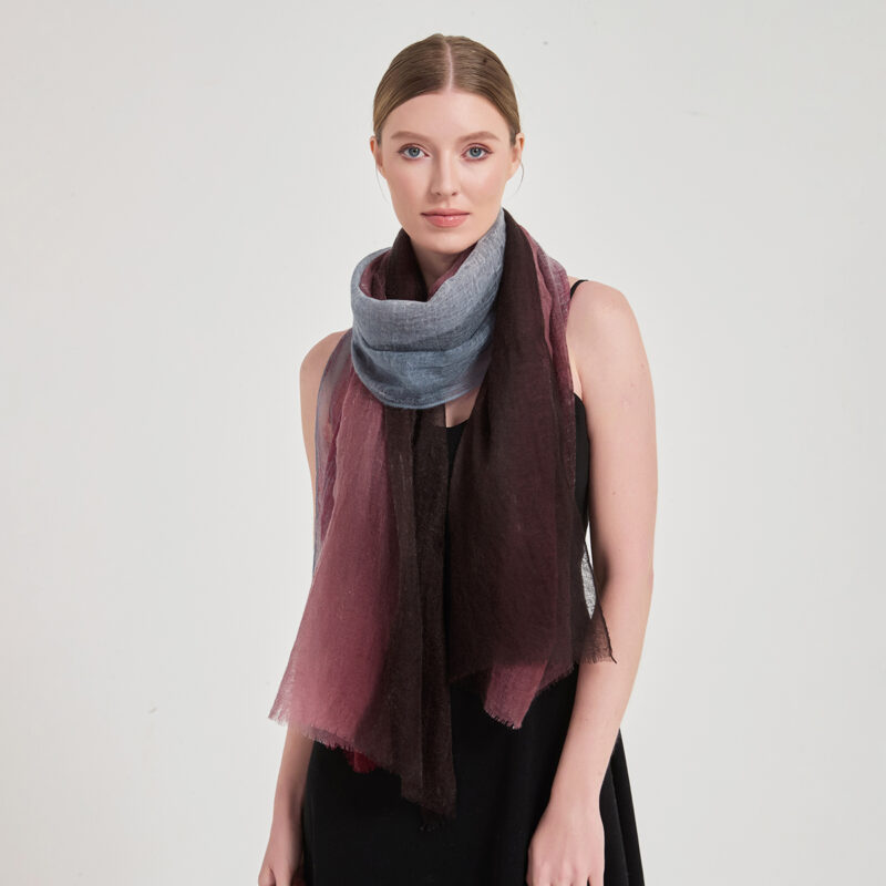 Alaya Featherlight Cashmere Scarf Wrap - Pale Red - Image 4