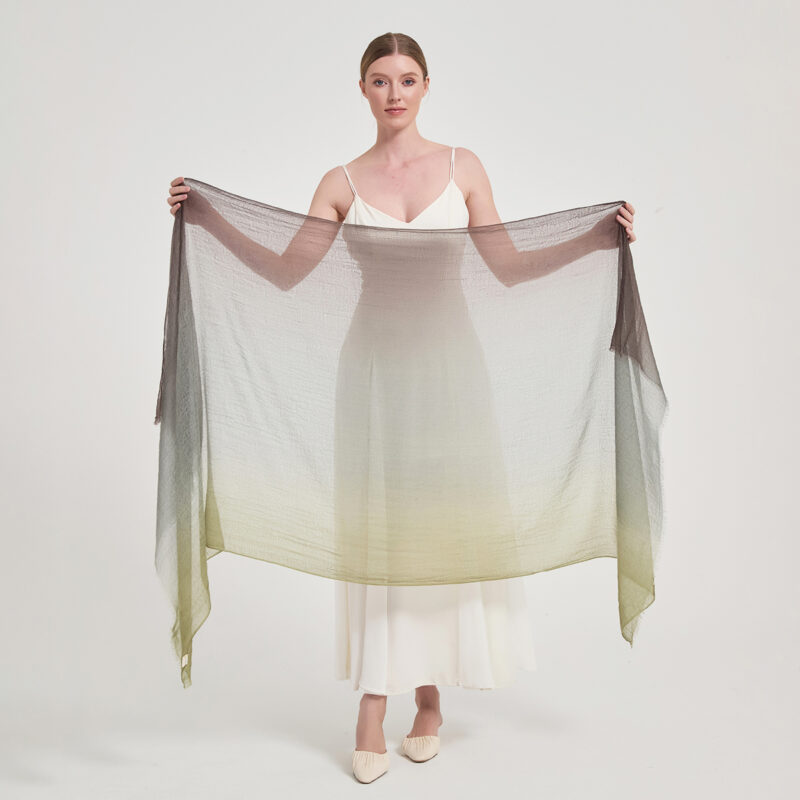Alaya Featherlight Cashmere Scarf Wrap - Green - Image 2