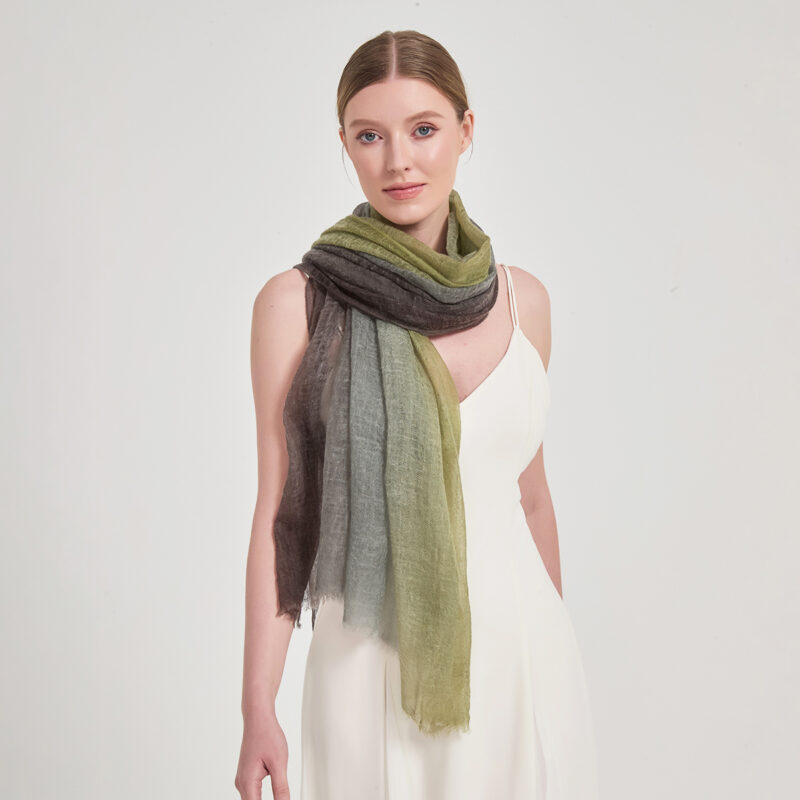 Alaya Featherlight Cashmere Scarf Wrap - Green - Image 4