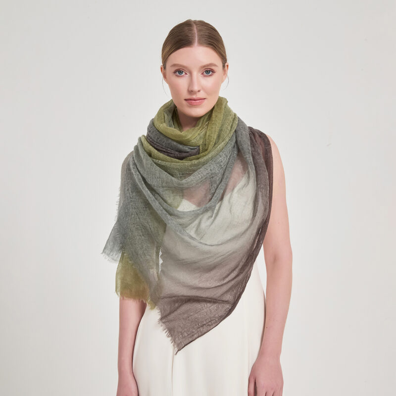Alaya Featherlight Cashmere Scarf Wrap - Green - Image 3