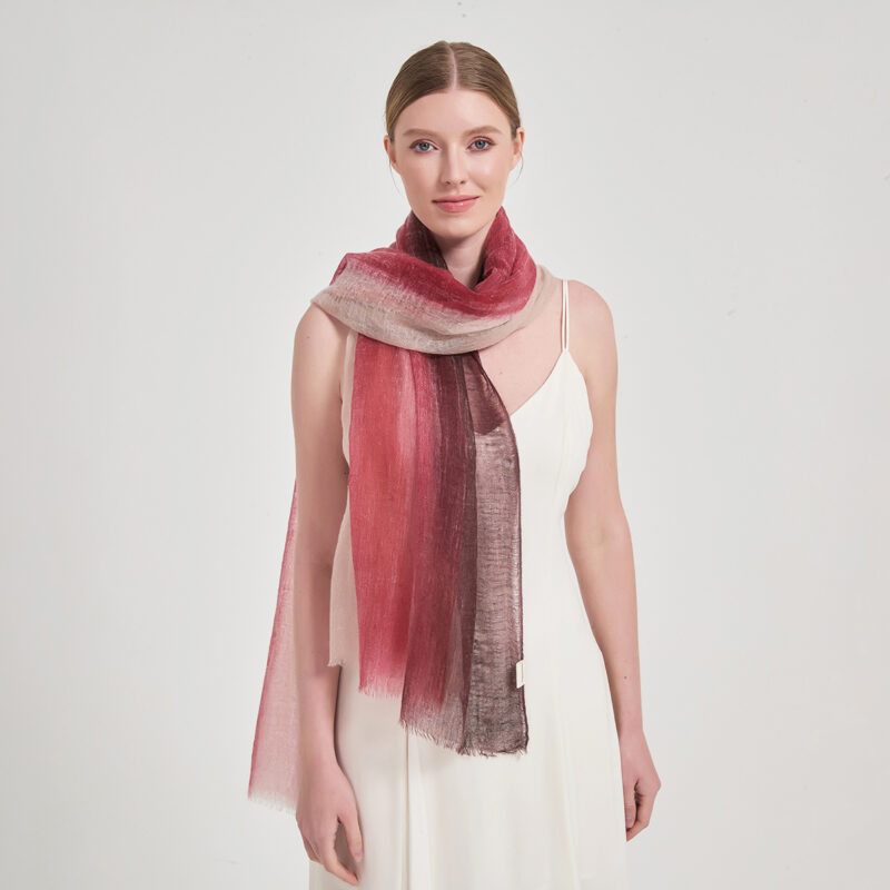 Alaya Featherlight Cashmere Scarf Wrap - Burgundy - Image 3