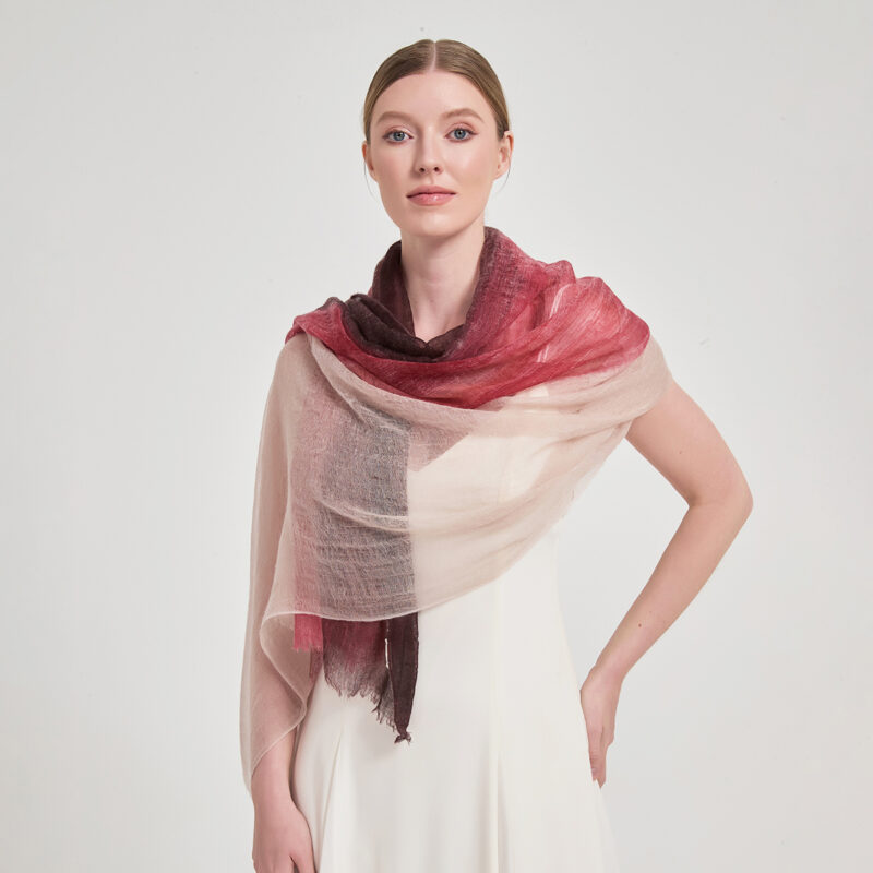 Alaya Featherlight Cashmere Scarf Wrap - Burgundy - Image 4