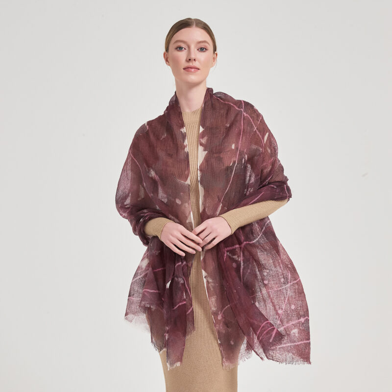 Alys Featherlight Cashmere Scarf Wrap - Grape Purple - Image 3