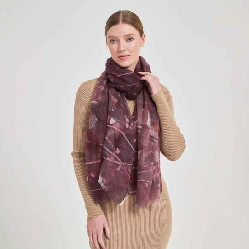 Alys Featherlight Cashmere Scarf Wrap - Grape Purple - Image 4