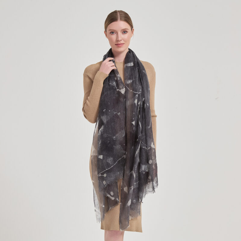 Alys Featherlight Cashmere Scarf Wrap - Dark Grey - Image 3