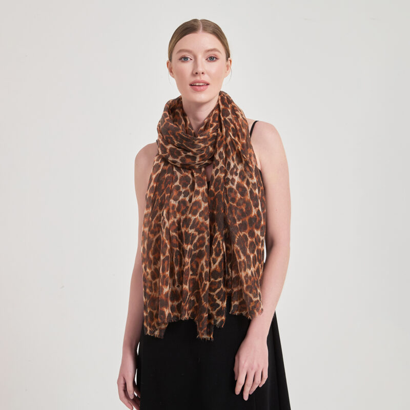 Leopard Print Featherlight Cashmere Scarf Wrap - Image 4