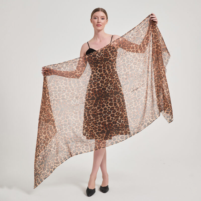 Leopard Print Featherlight Cashmere Scarf Wrap - Image 2