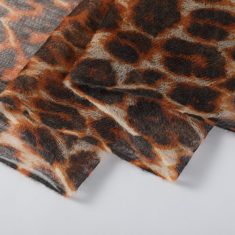 Leopard Print Featherlight Cashmere Scarf Wrap - Image 6