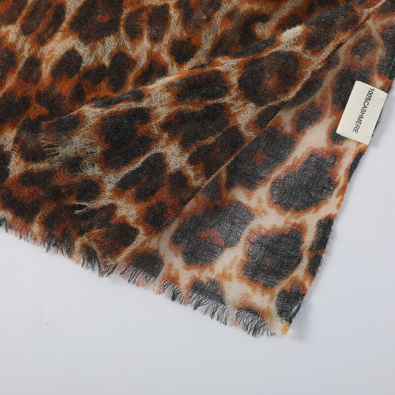 Leopard Print Featherlight Cashmere Scarf Wrap - Image 7