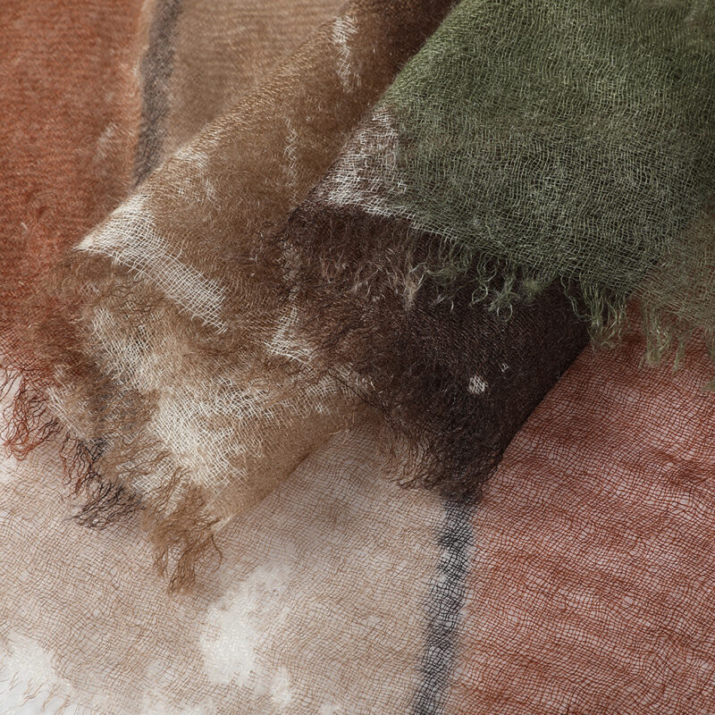 Mable Square Featherlight Cashmere Scarf - Brown - Image 7