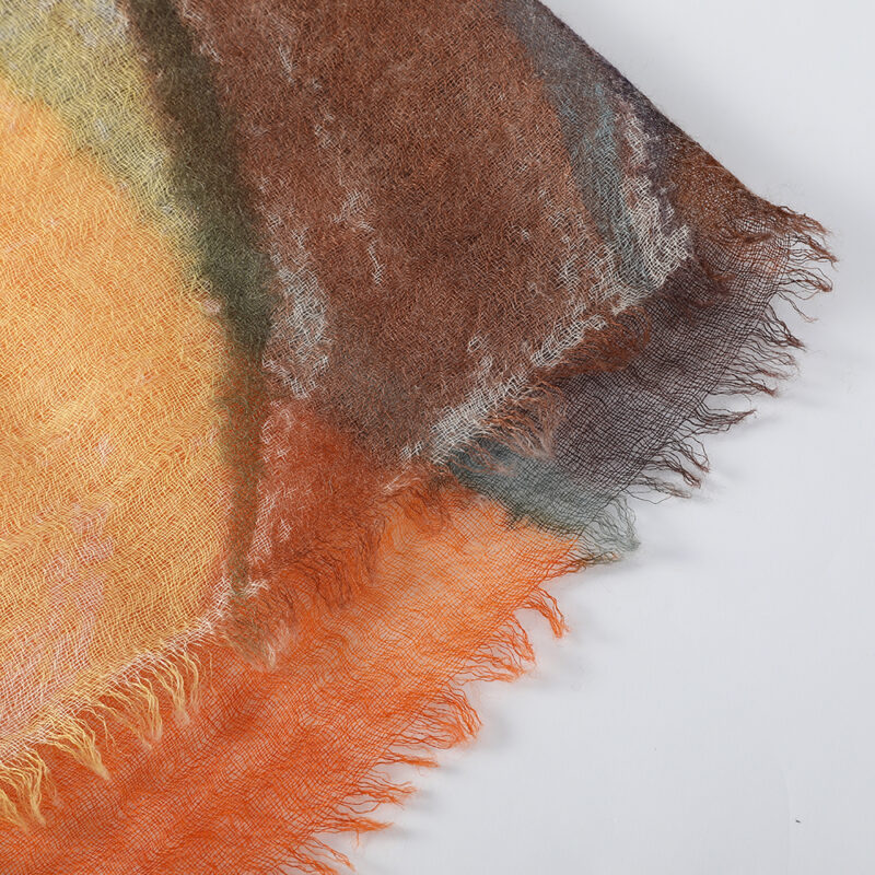 Mable Square Featherlight Cashmere Scarf - Tangerine - Image 6