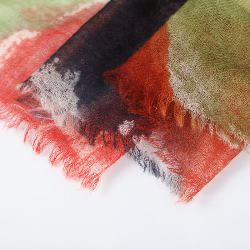 Mable Square Featherlight Cashmere Scarf - Green - Image 6