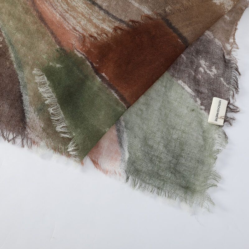 Mable Square Featherlight Cashmere Scarf - Brown - Image 5