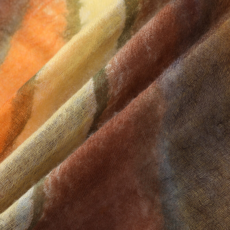 Mable Square Featherlight Cashmere Scarf - Tangerine - Image 5