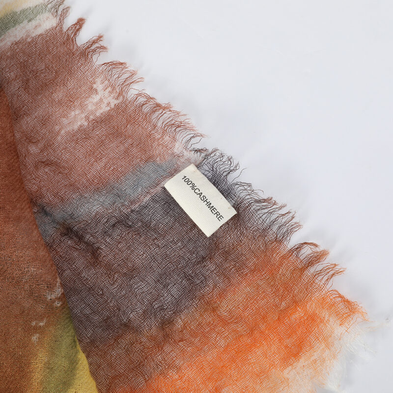 Mable Square Featherlight Cashmere Scarf - Tangerine - Image 7