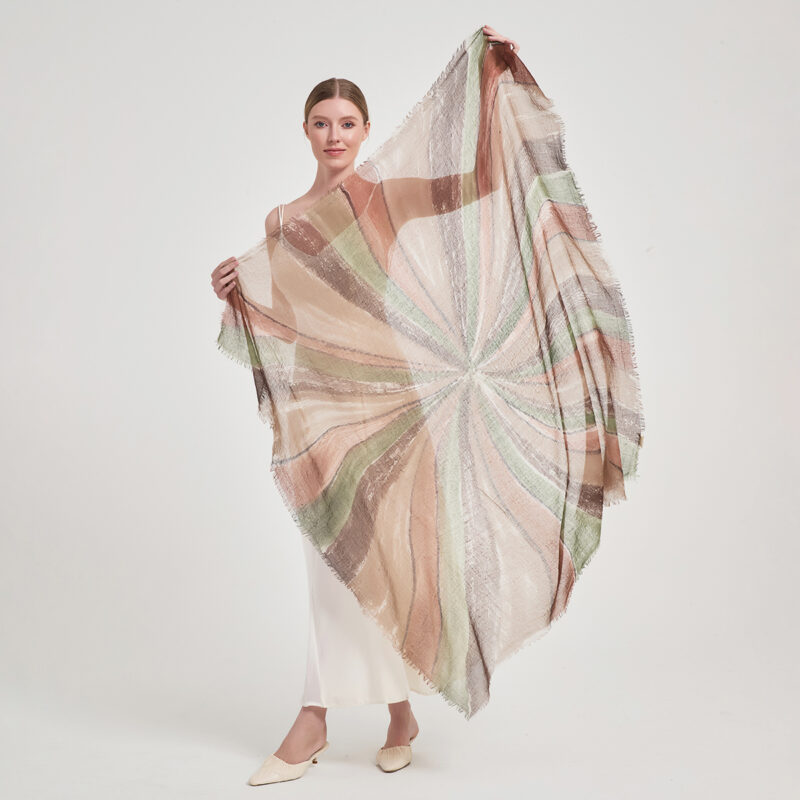 Mable Square Featherlight Cashmere Scarf - Brown - Image 2