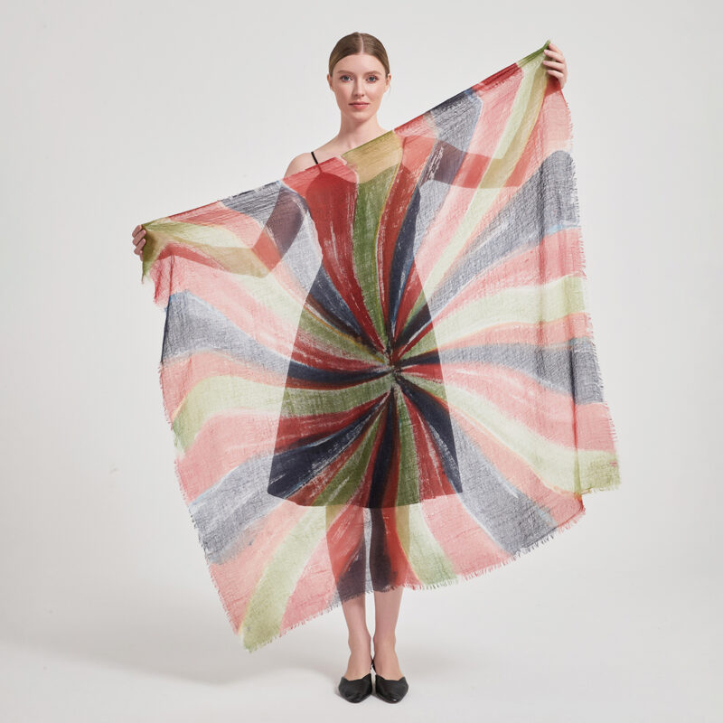 Mable Square Featherlight Cashmere Scarf - Green - Image 2