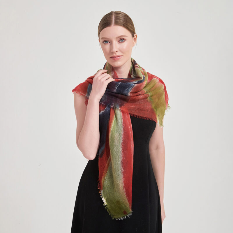 Mable Square Featherlight Cashmere Scarf - Green - Image 4