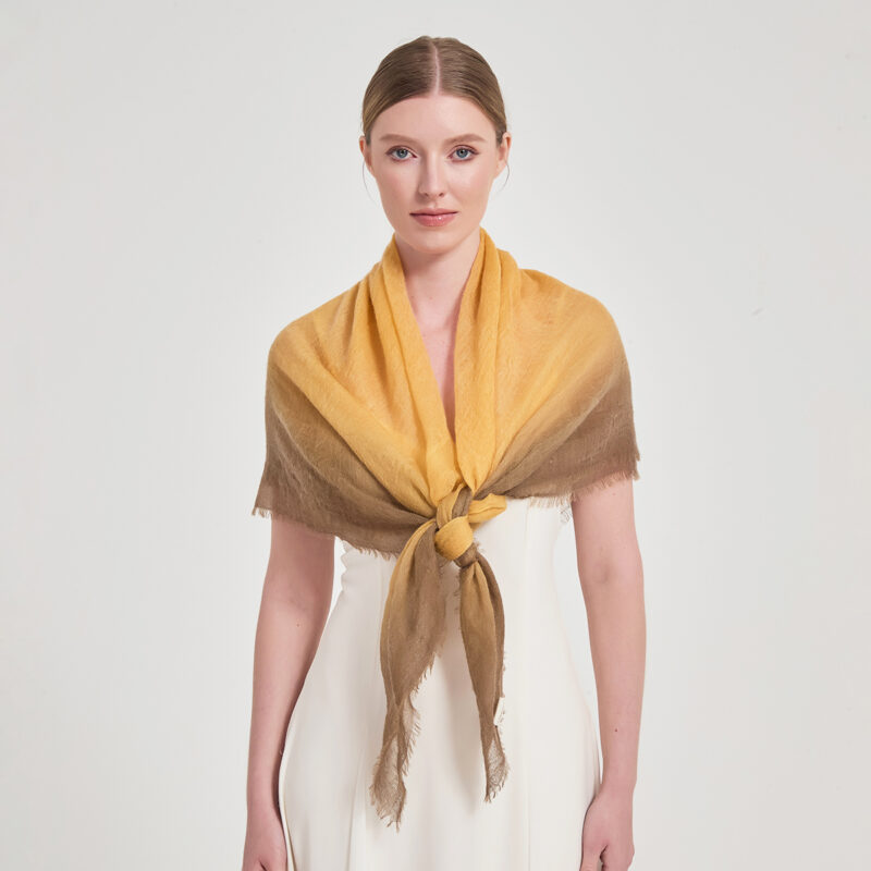 Maeve Square Featherlight Cashmere Scarf - Yellow - Image 3