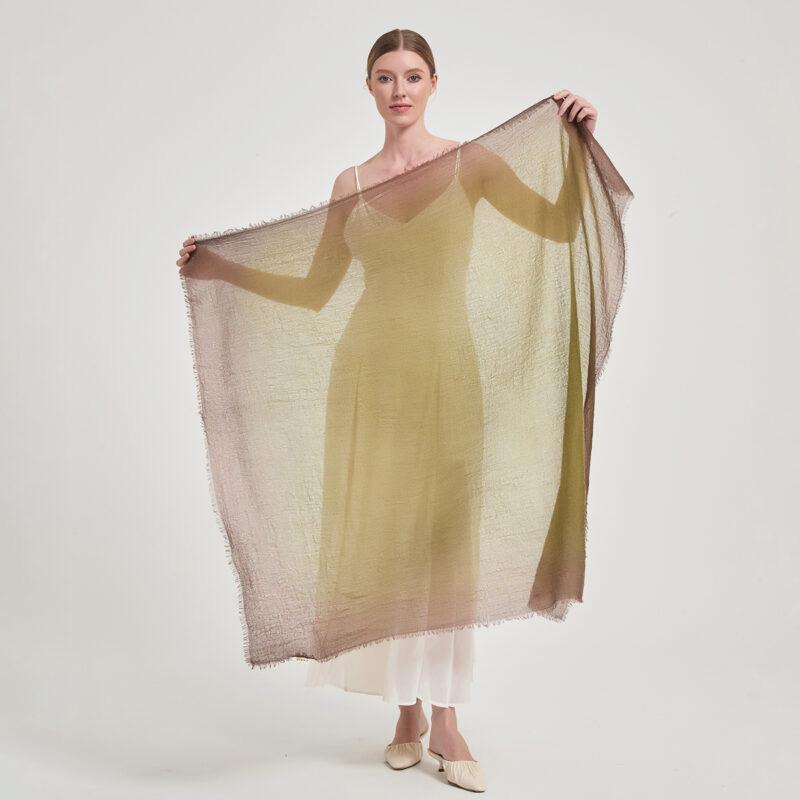 Maeve Square Featherlight Cashmere Scarf - Green - Image 2