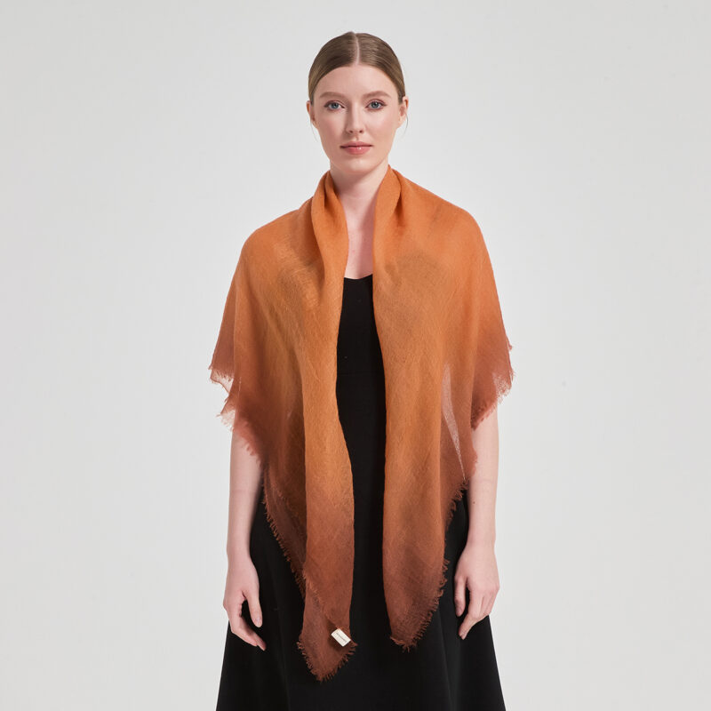Maeve Square Featherlight Cashmere Scarf - Curry - Image 3