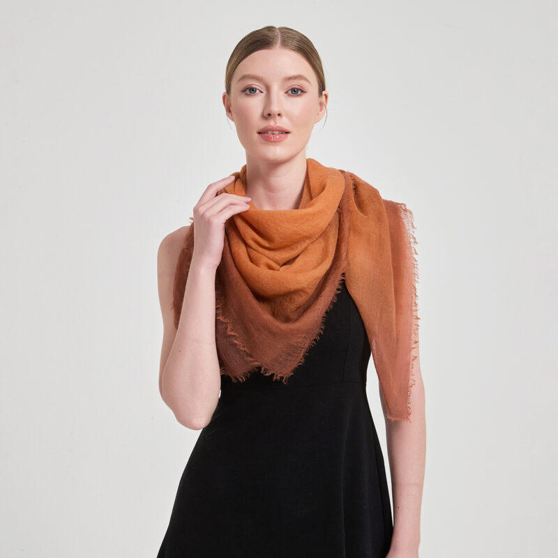 Maeve Square Featherlight Cashmere Scarf - Curry - Image 4