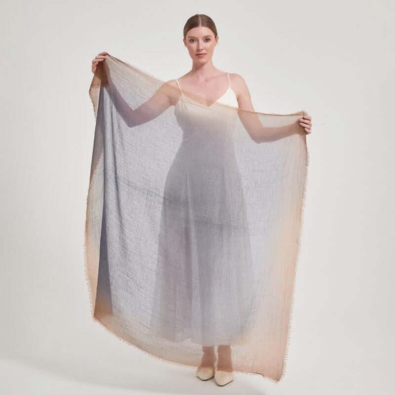 Maeve Square Featherlight Cashmere Scarf - Pigeon Blue - Image 2