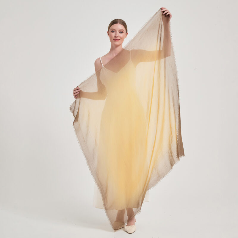 Maeve Square Featherlight Cashmere Scarf - Yellow - Image 2