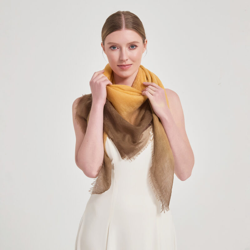 Maeve Square Featherlight Cashmere Scarf - Yellow - Image 4