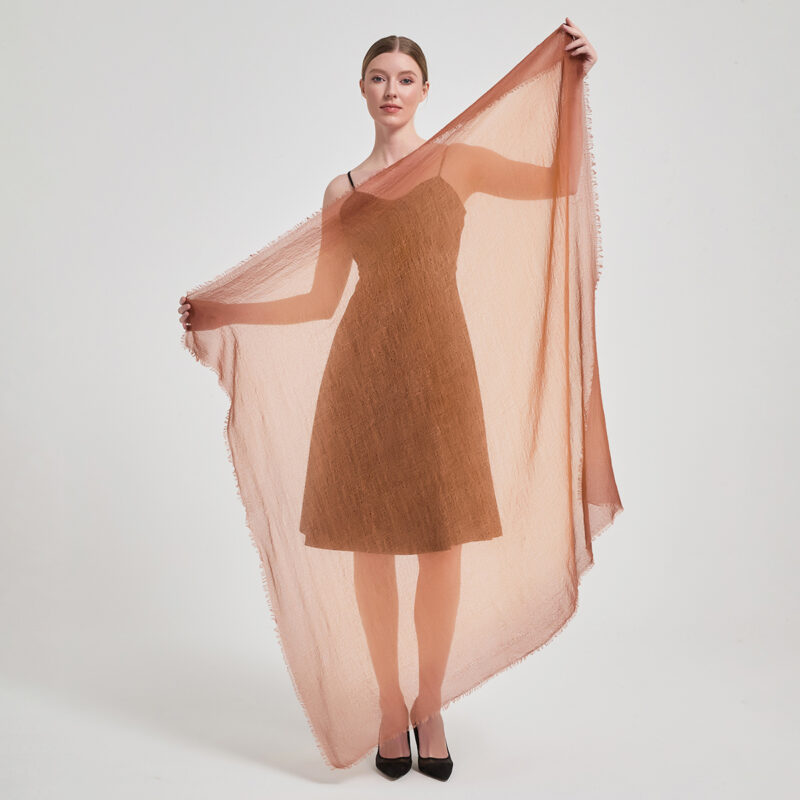 Maeve Square Featherlight Cashmere Scarf - Curry - Image 2
