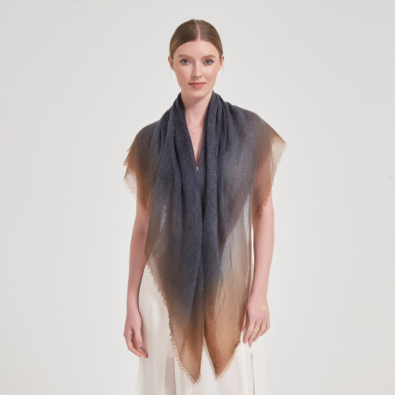 Maeve Square Featherlight Cashmere Scarf - Pigeon Blue - Image 3