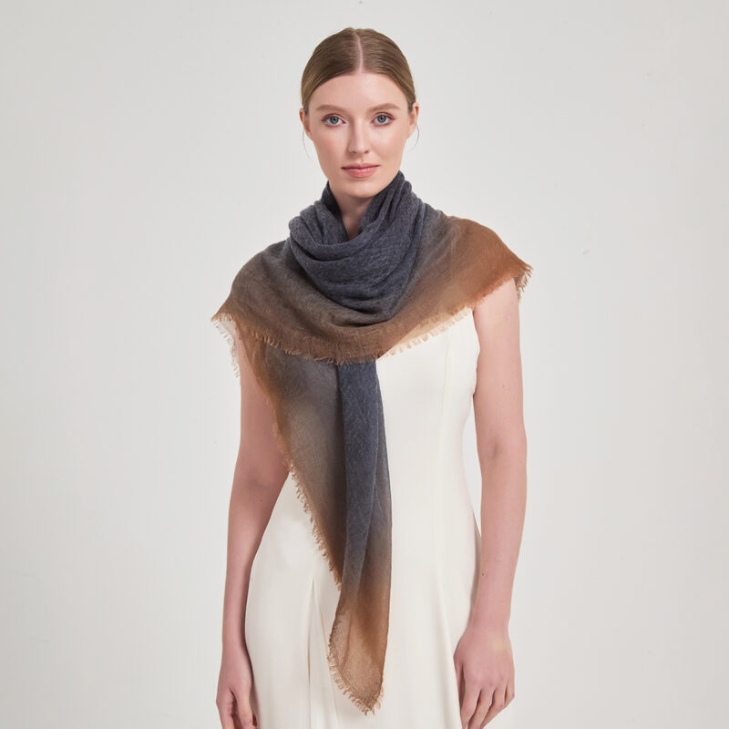 Maeve Square Featherlight Cashmere Scarf - Pigeon Blue - Image 4