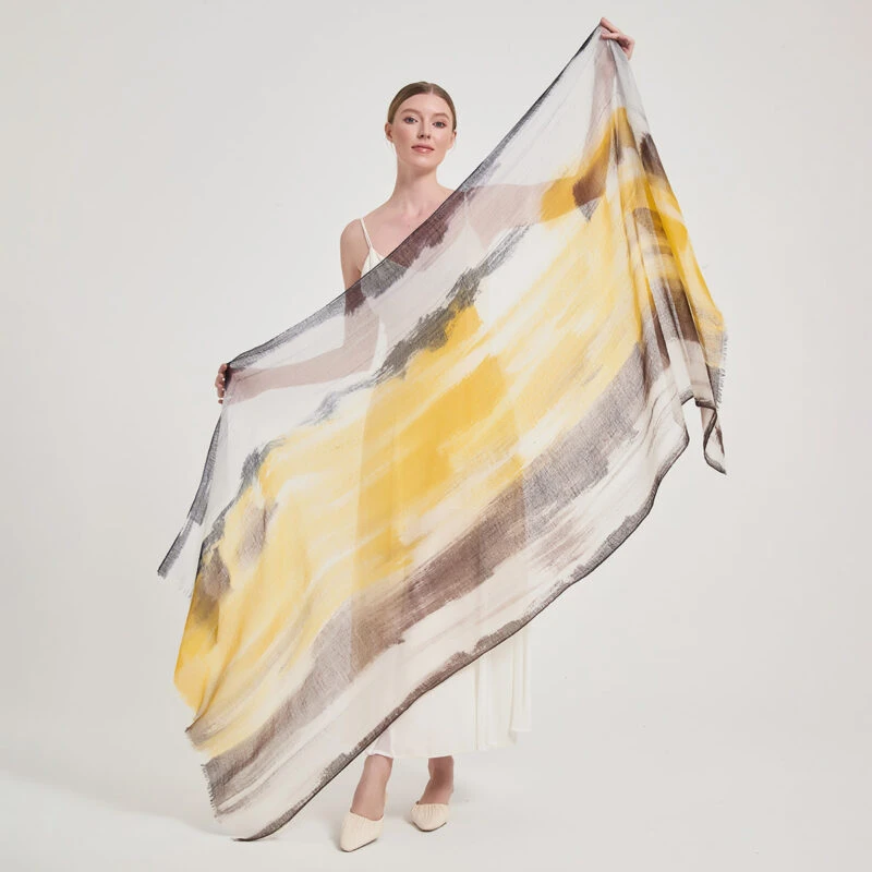 Alaya Featherlight Cashmere Scarf Wrap - Yellow - Image 2
