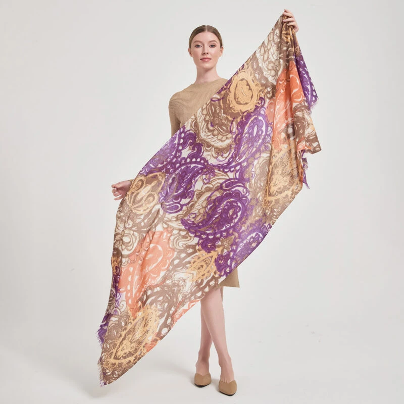 Aylin Featherlight Cashmere Scarf Wrap - Purple - Image 2