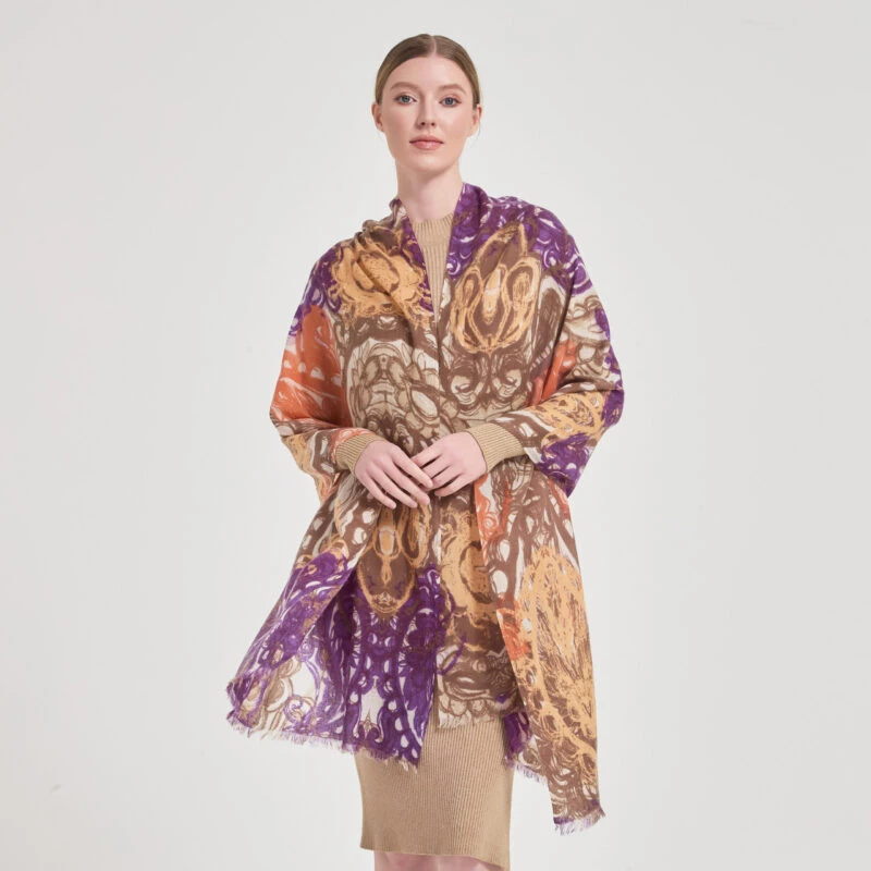 Aylin Featherlight Cashmere Scarf Wrap - Purple - Image 3