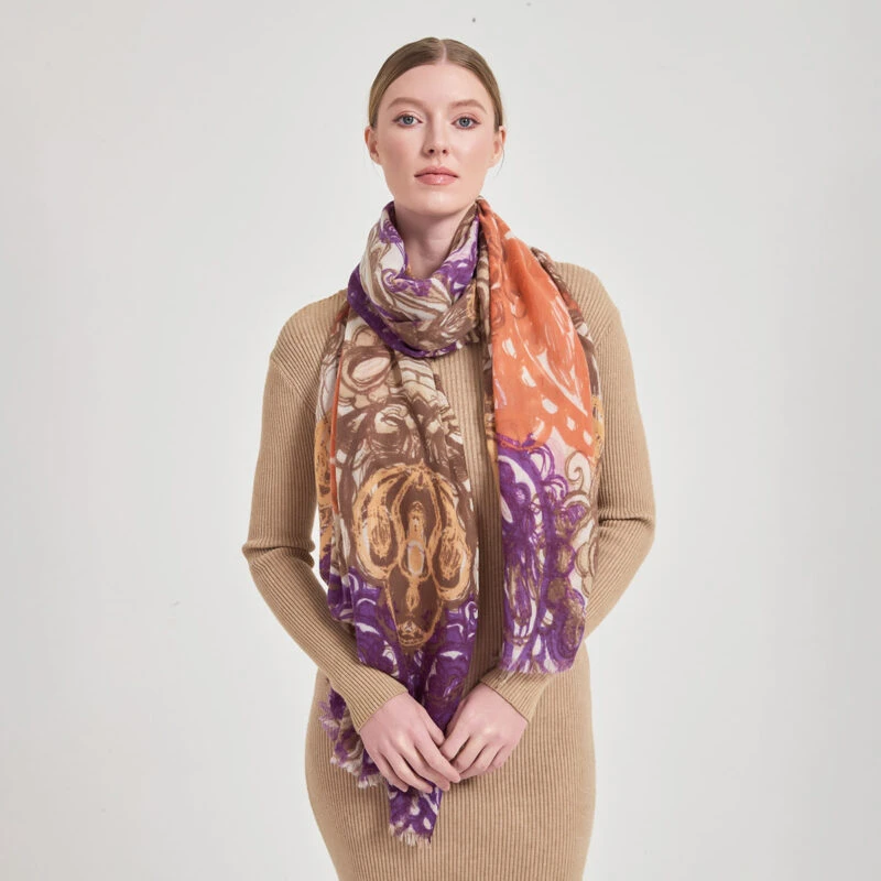 Aylin Featherlight Cashmere Scarf Wrap - Purple - Image 4