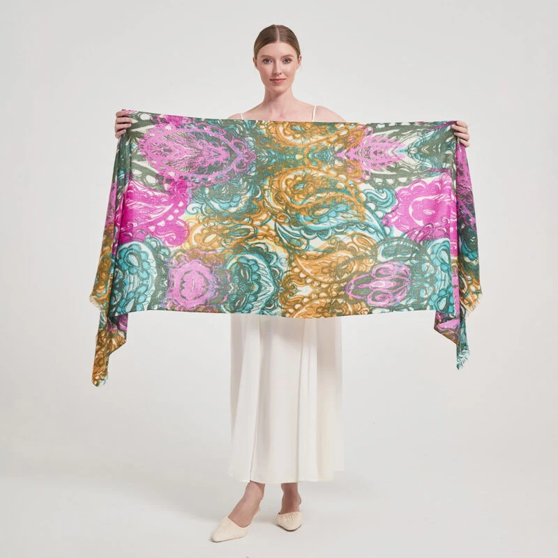 Aylin Featherlight Cashmere Scarf Wrap - Green - Image 2