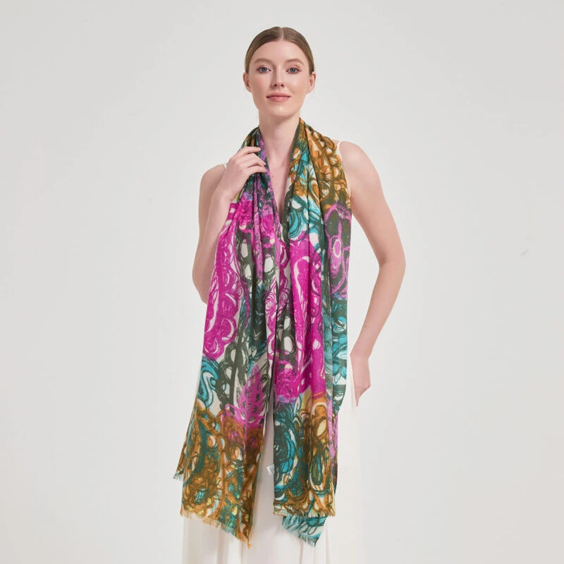 Aylin Featherlight Cashmere Scarf Wrap - Green - Image 3