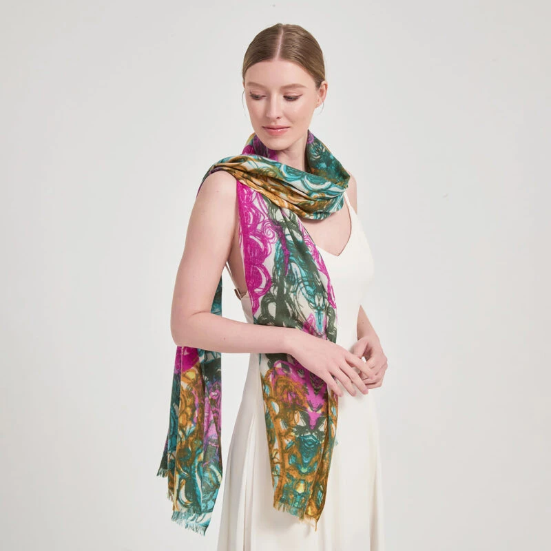 Aylin Featherlight Cashmere Scarf Wrap - Green - Image 4