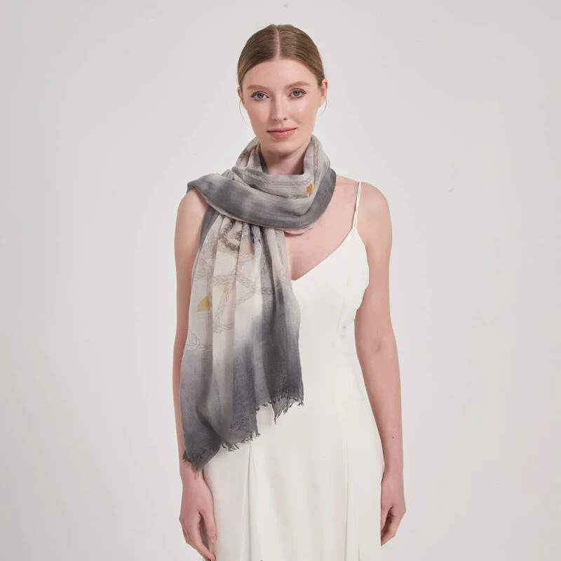 Sciarpa avvolgente in cashmere Aalia Featherlight - Grigio - immagine 4